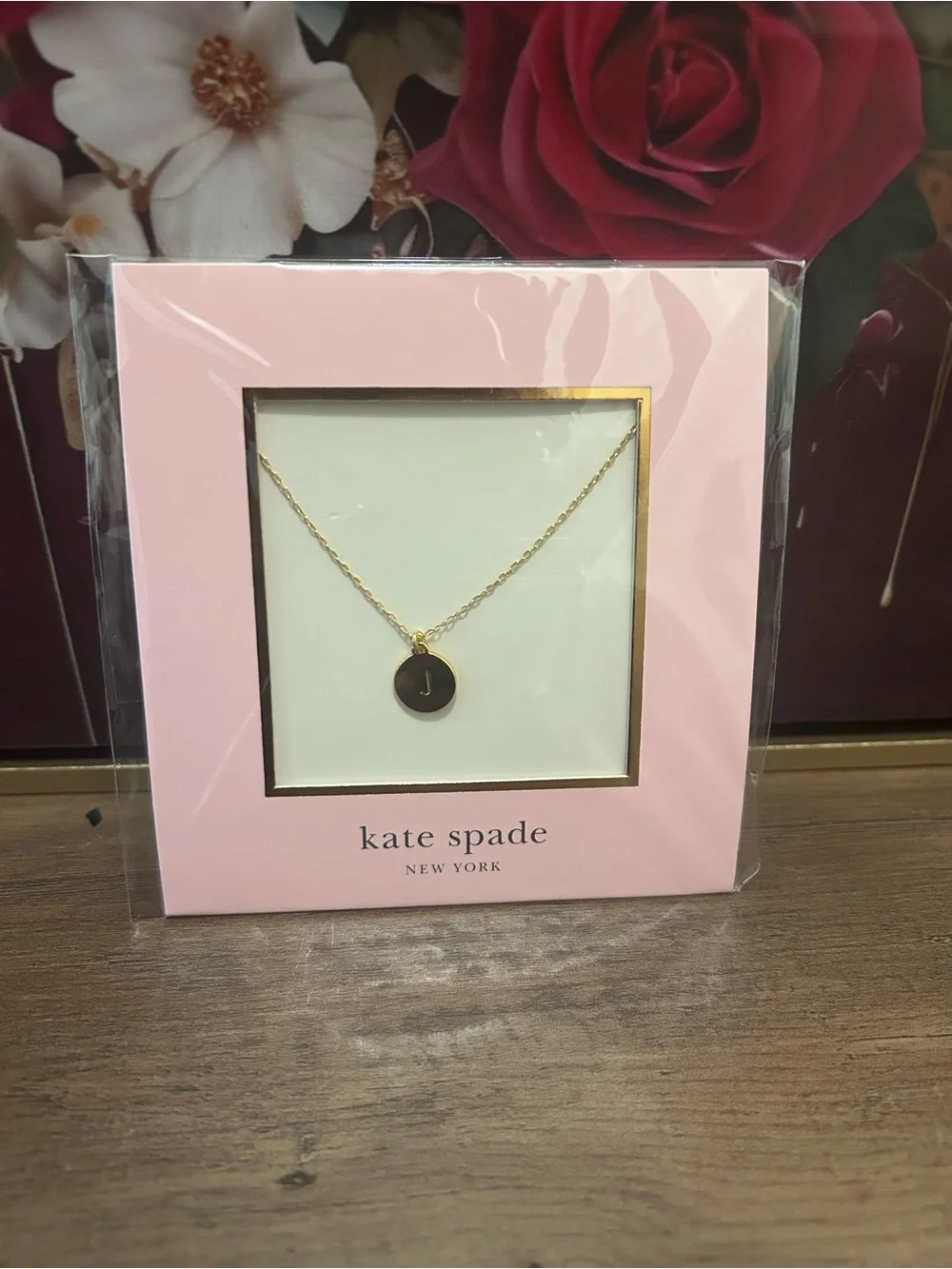 kate spade gold initial J pendant necklace